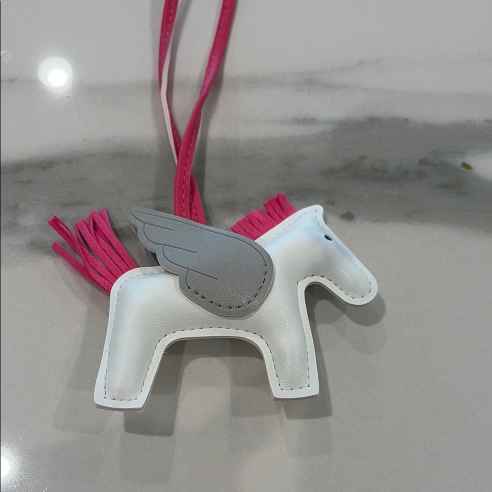 Pink and White Winged Horse Bag Charm